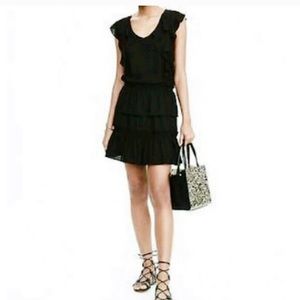 Banana Republic Black Ruffle Mini Dress Size XXS